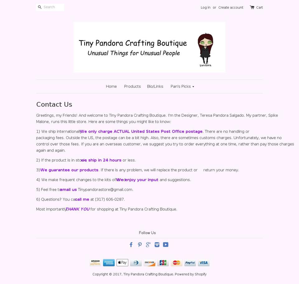 tinypandora.com shopify website screenshot