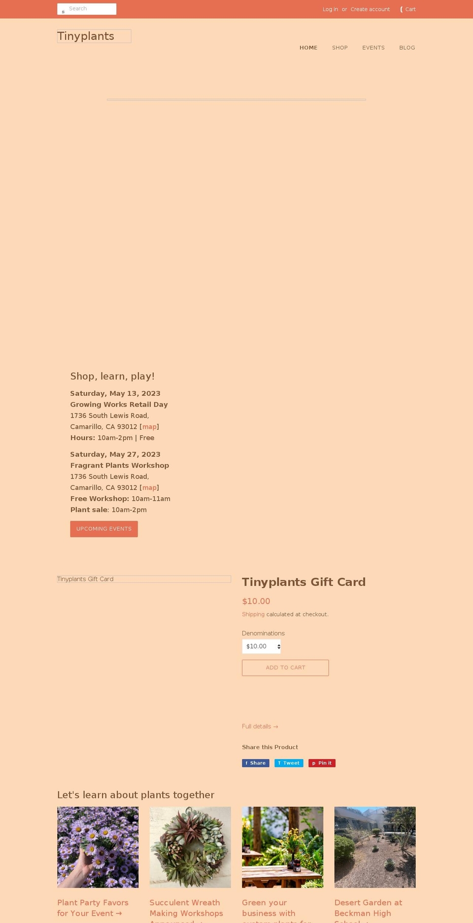 tinyplants.biz shopify website screenshot