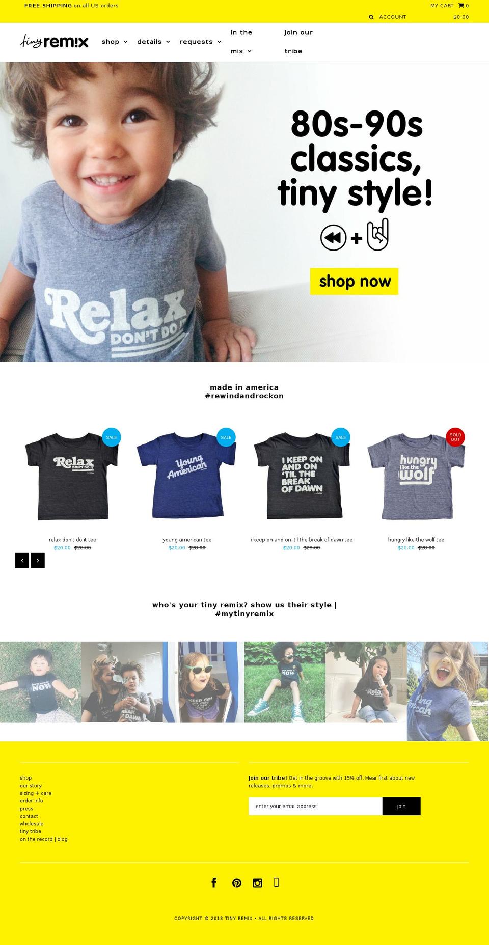 tinyremix.com shopify website screenshot