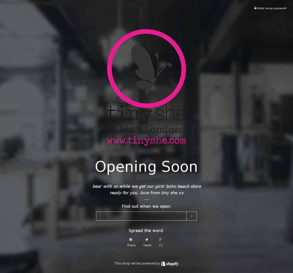 tinyshe.com shopify website screenshot