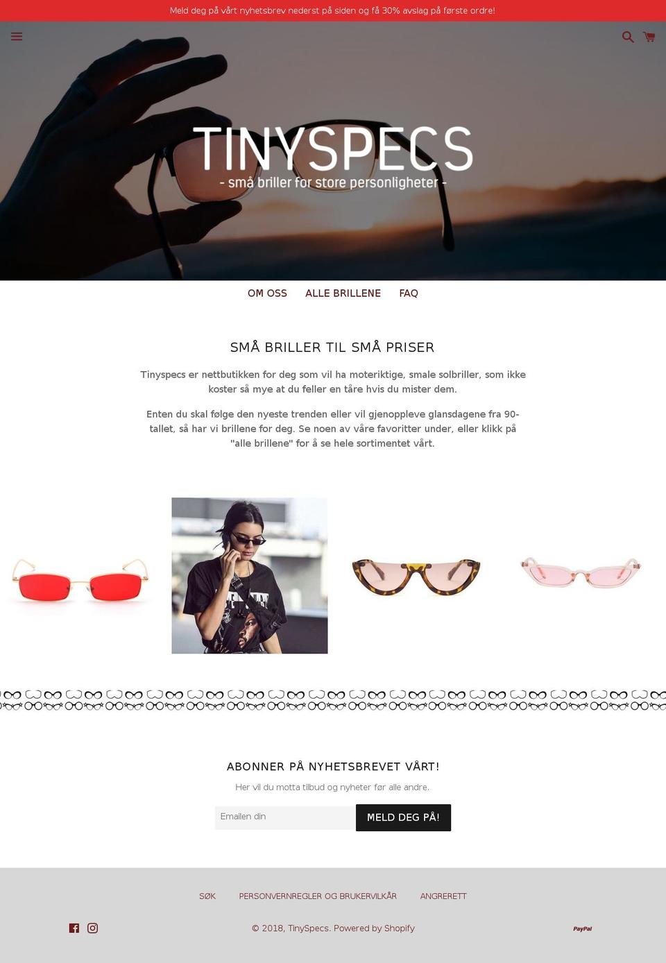 tinyspecs.com — Shopify storefront screenshot