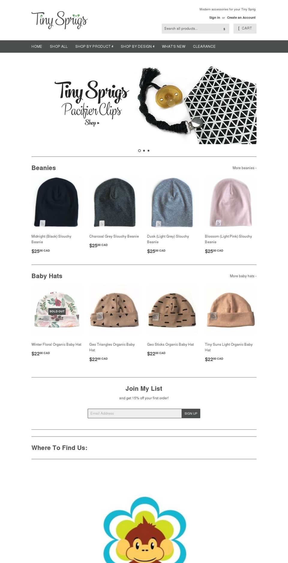 tinysprigs.com — Shopify storefront screenshot