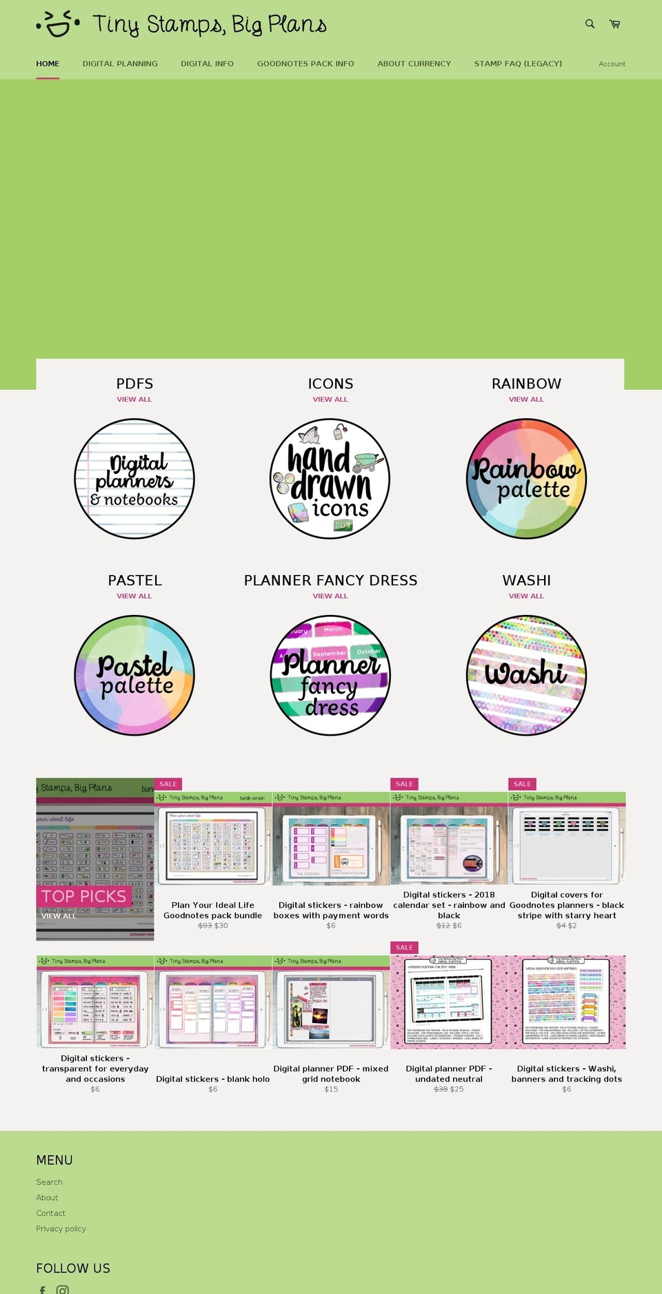 tinystampsbigplans.com — Shopify storefront screenshot