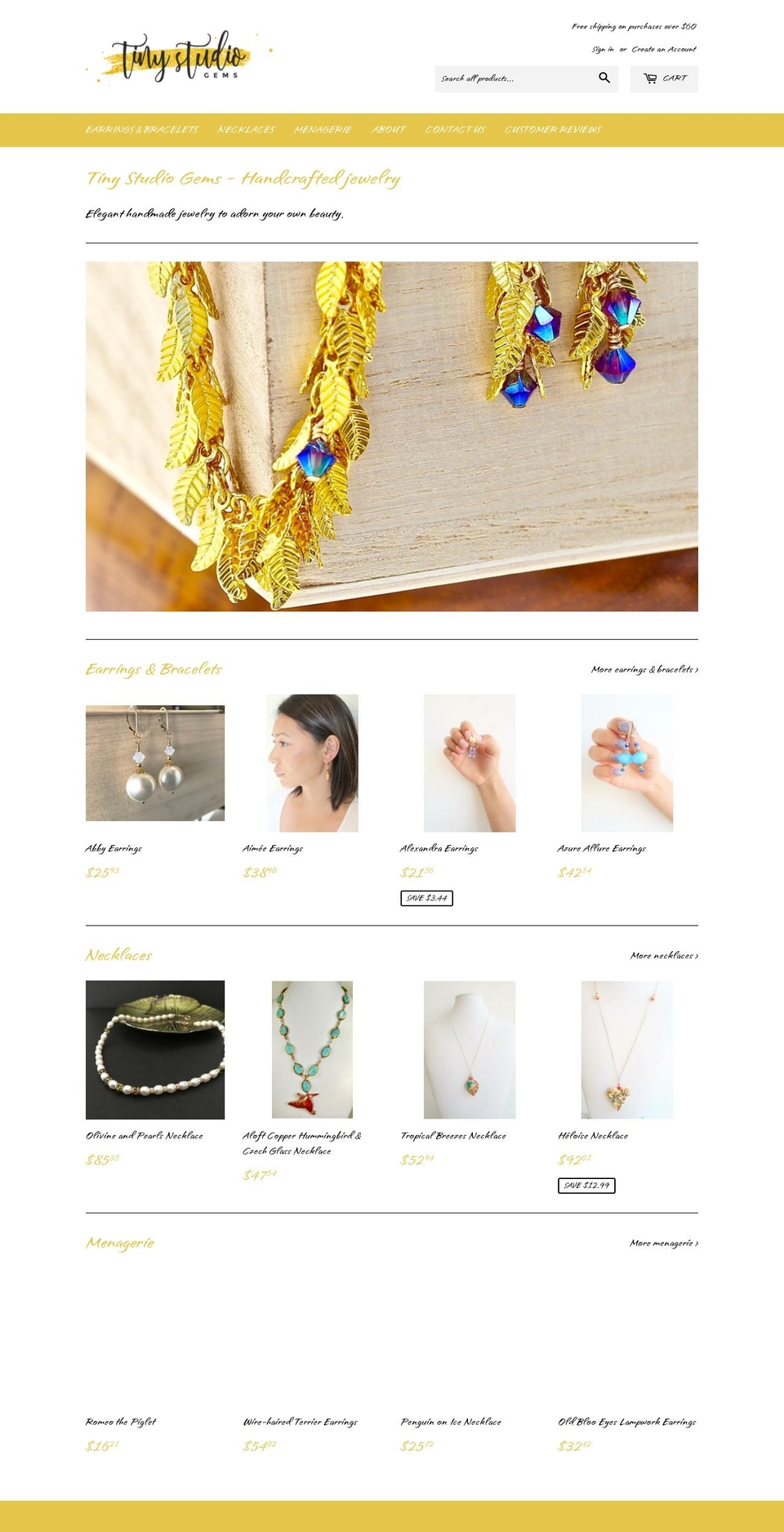 tinystudiogems.com — Shopify storefront screenshot