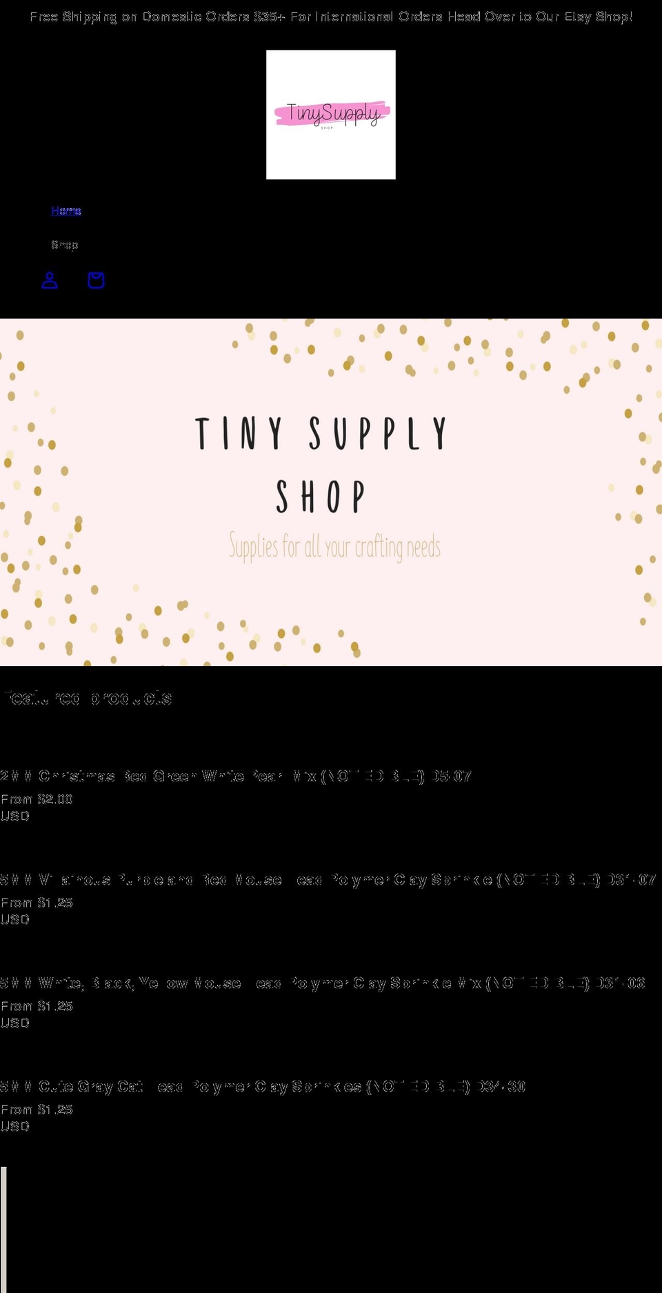 tinysupplyshop.com shopify website screenshot