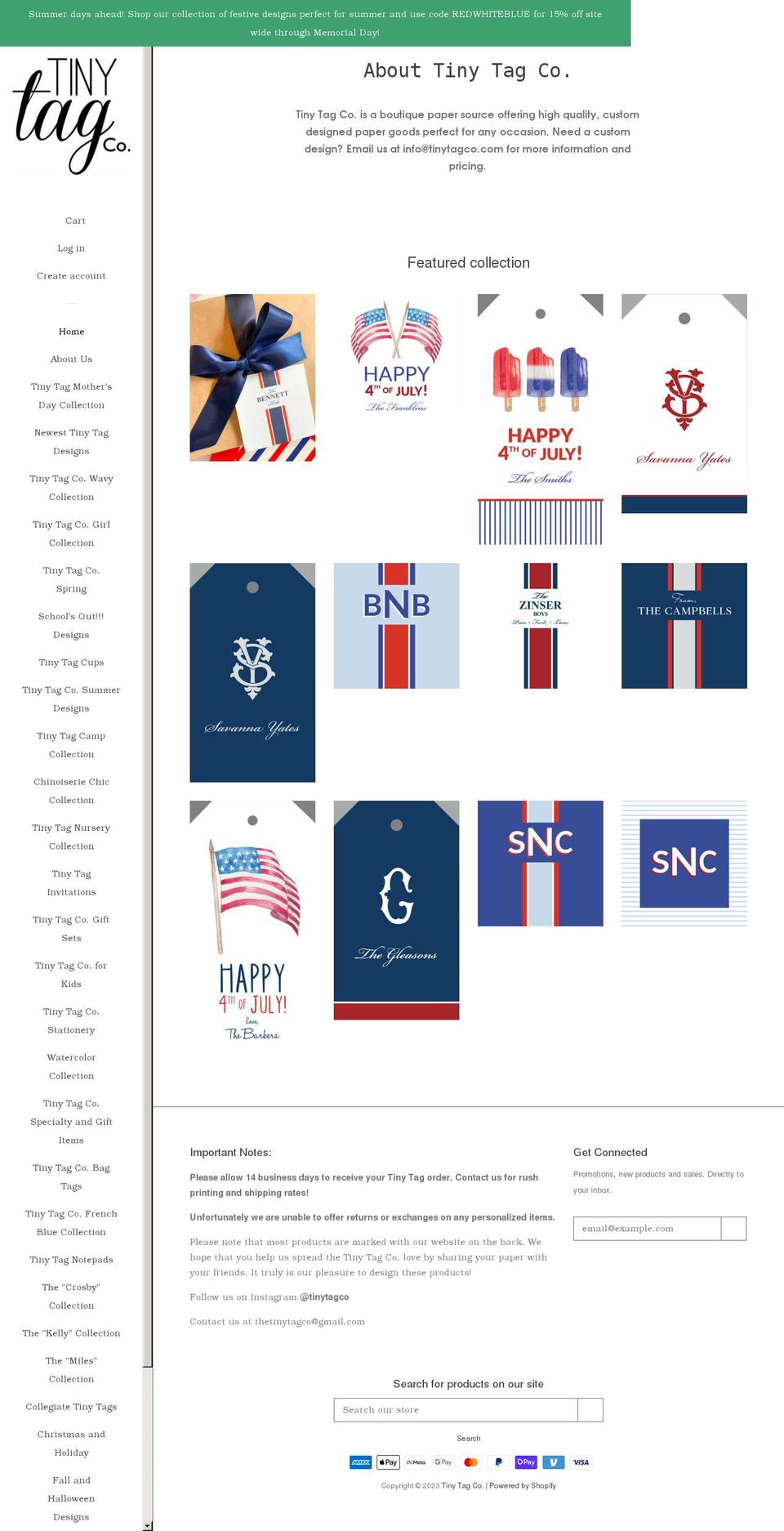 tinytagco.com shopify website screenshot