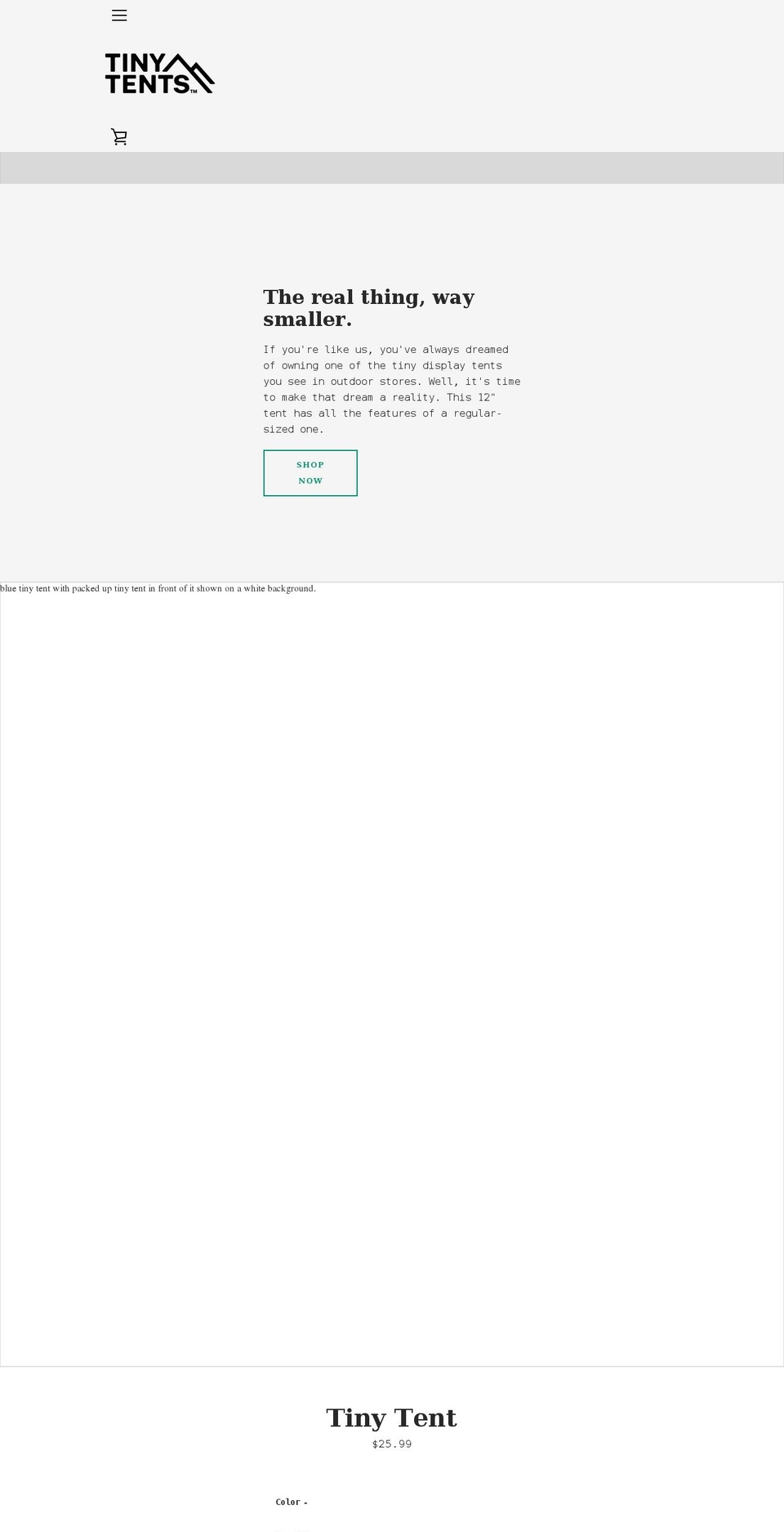 tinytents.com shopify website screenshot