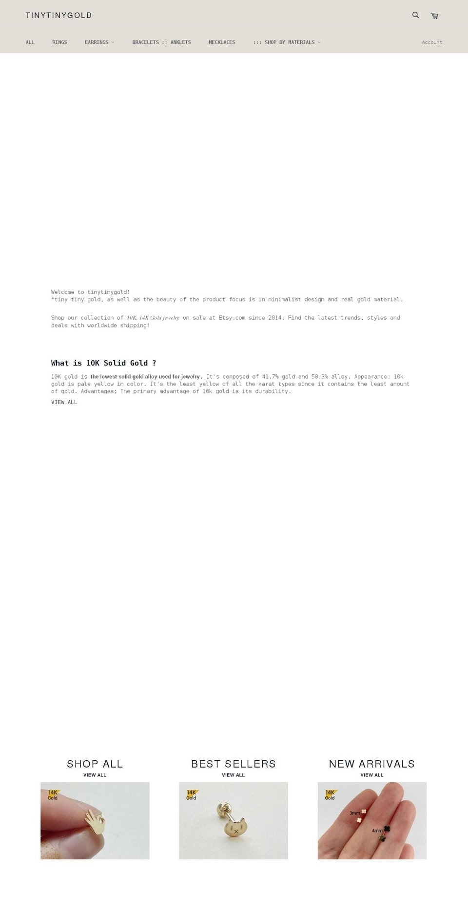 tinytinygold.com shopify website screenshot