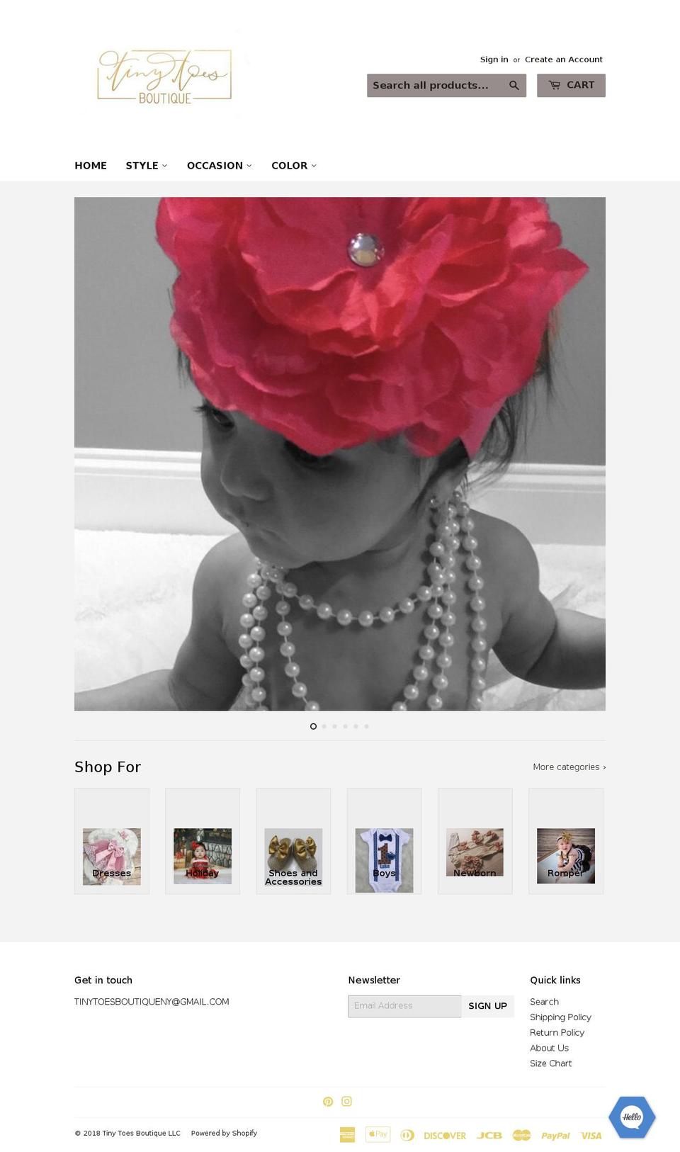 tinytoesboutique.org shopify website screenshot