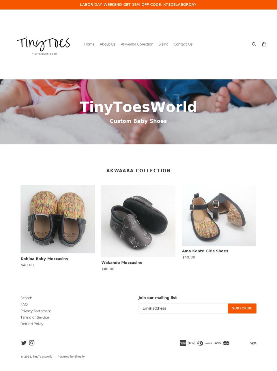 tinytoesusa.com — Shopify storefront screenshot