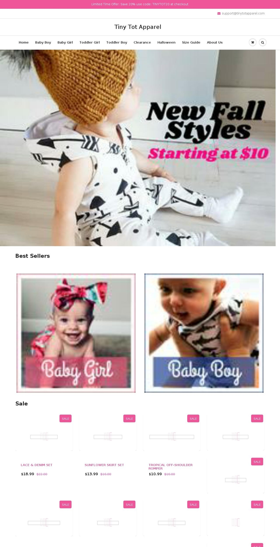 tinytotapparel.com — Shopify storefront screenshot