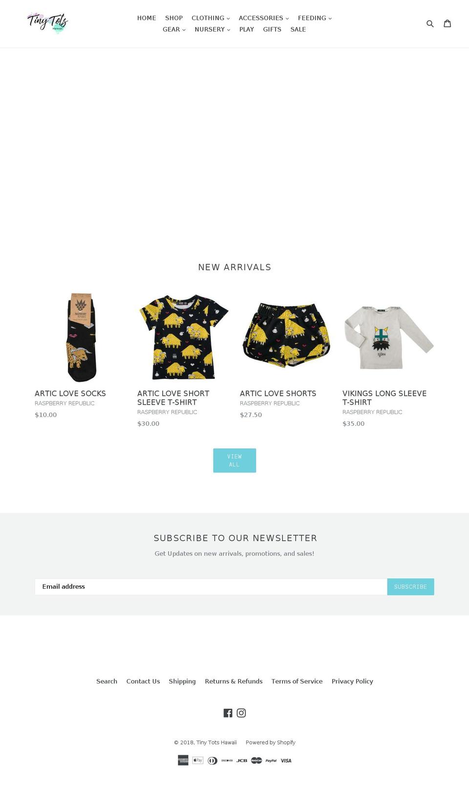 tinytotshawaii.com — Shopify storefront screenshot