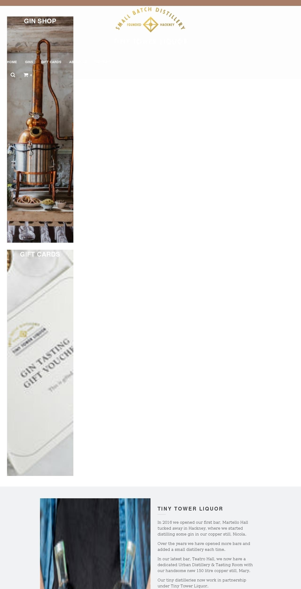 tinytowerliquor.com shopify website screenshot