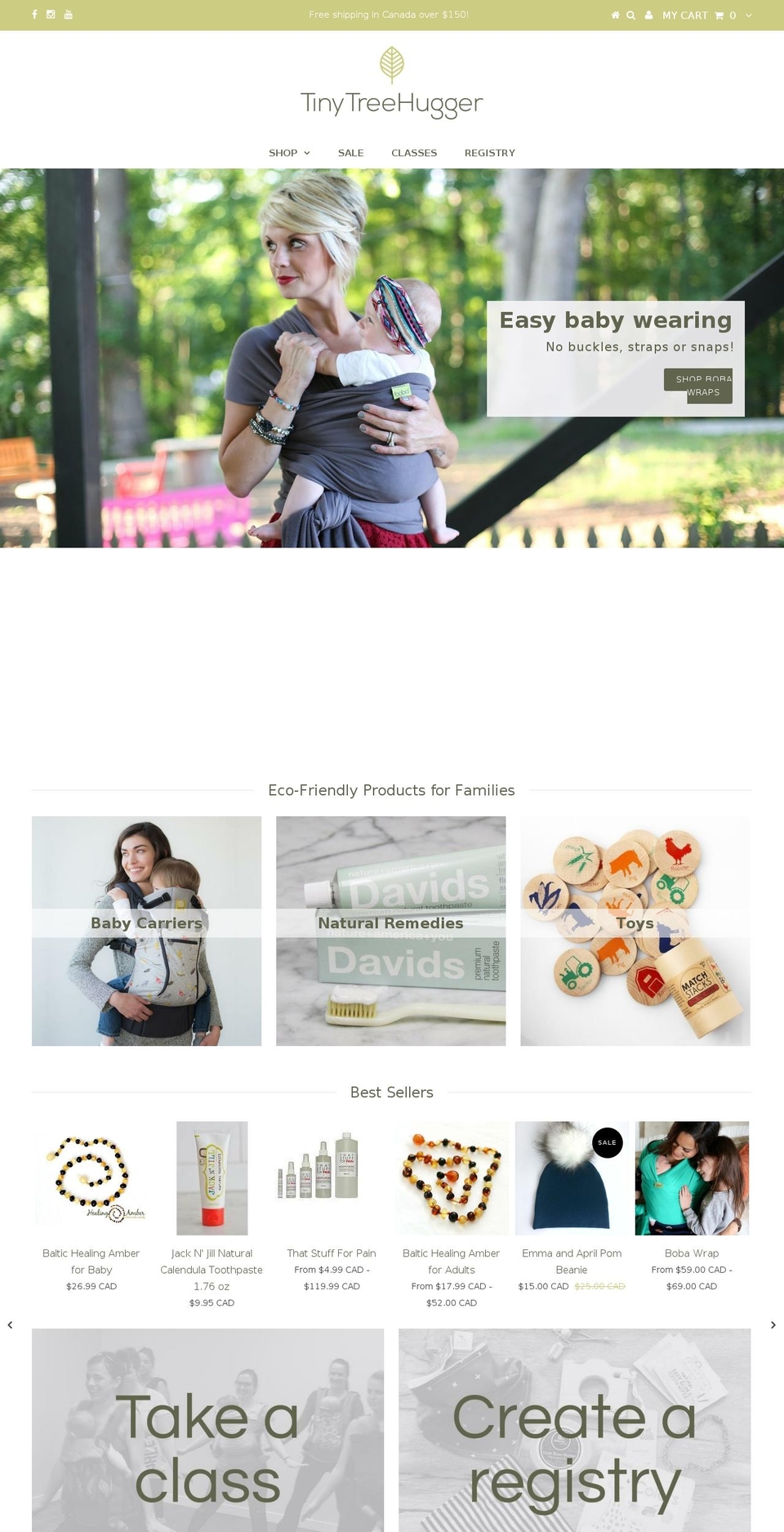 tinytreehuggerdiapers.ca shopify website screenshot