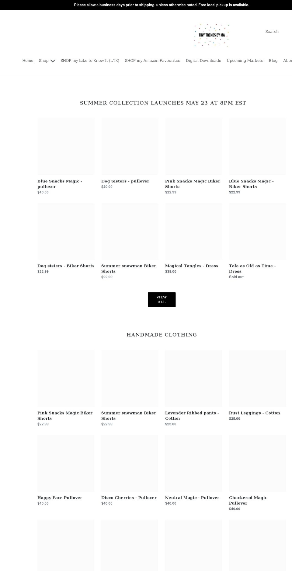 tinytrendsbyma.com shopify website screenshot