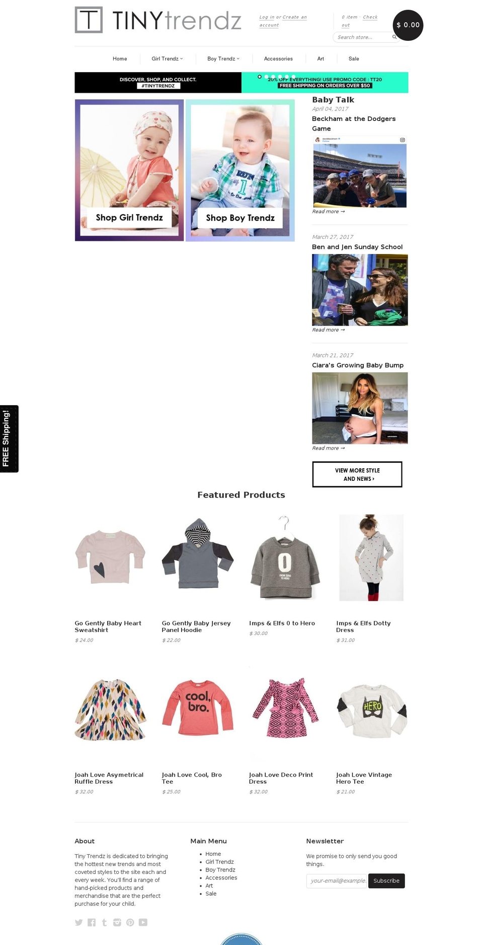 tinytrendz.com shopify website screenshot