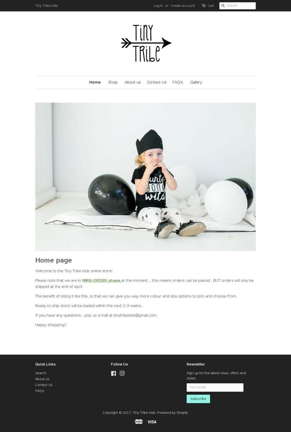 tinytribekids.com shopify website screenshot