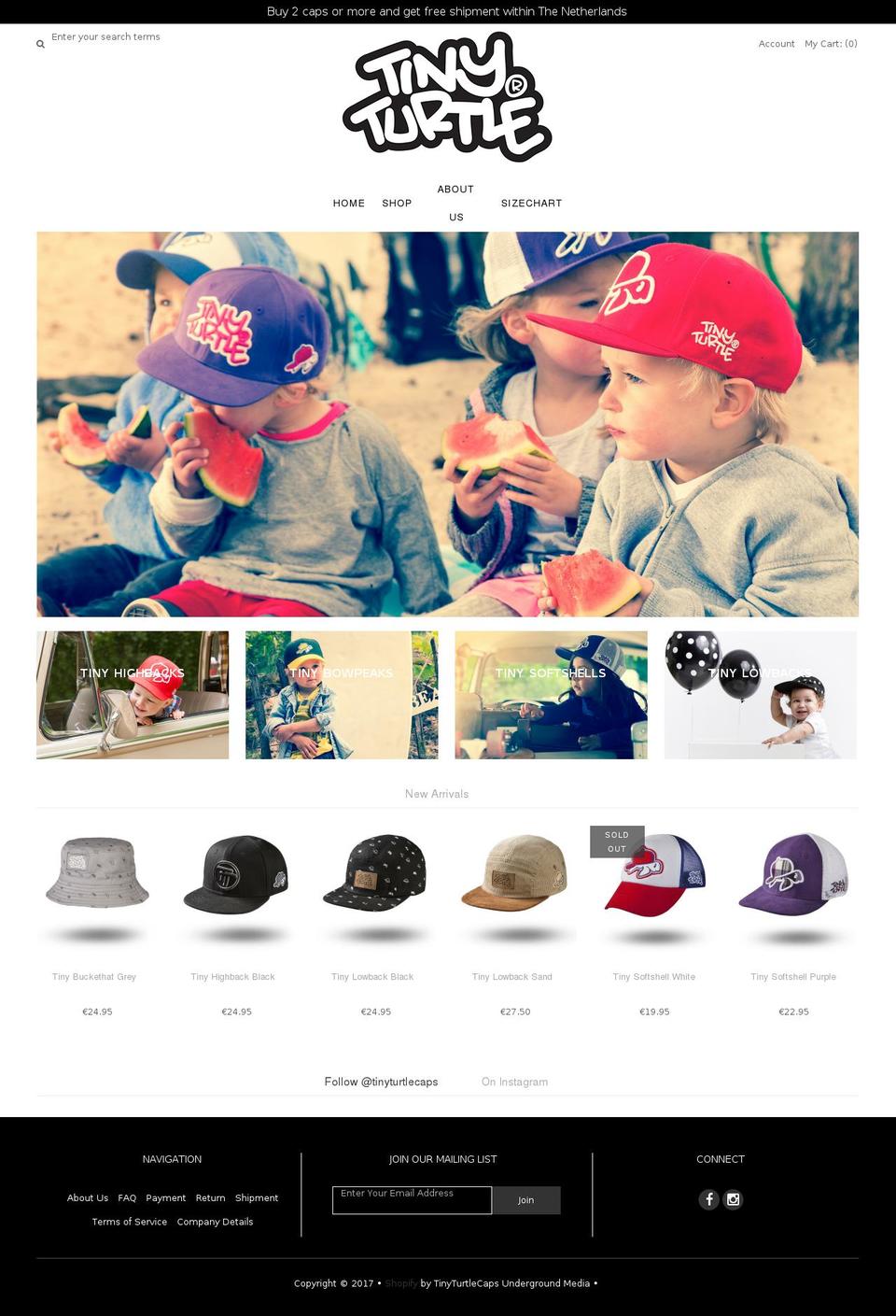 tinyturtlecaps.com shopify website screenshot