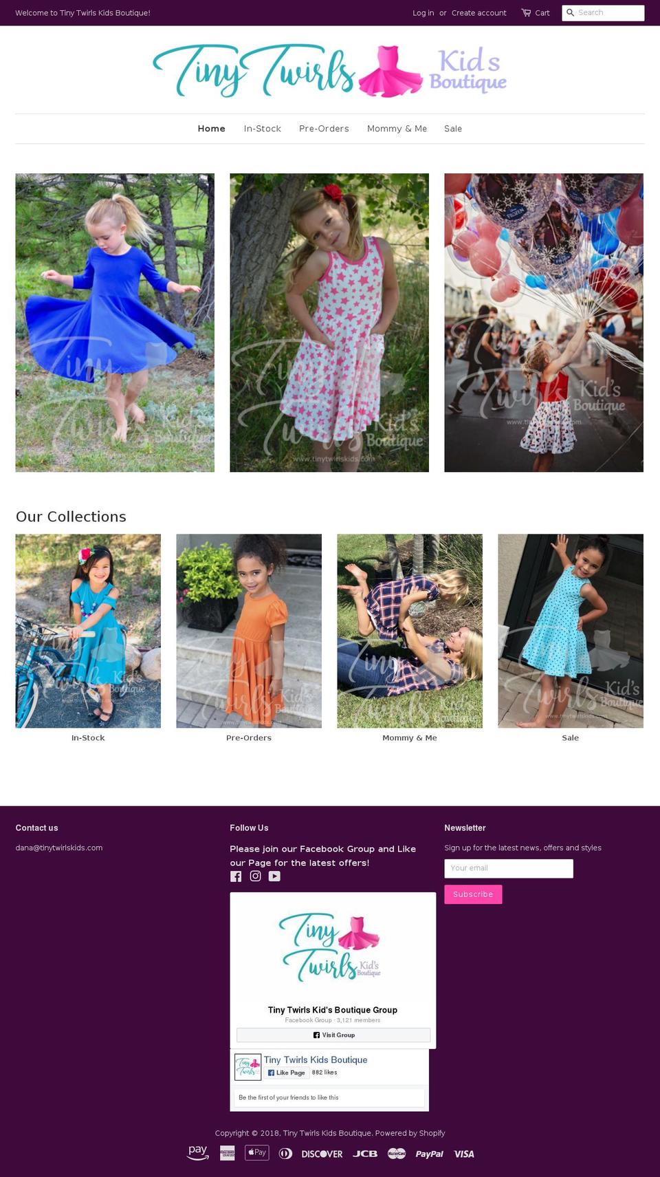 tinytwirlskids.com shopify website screenshot