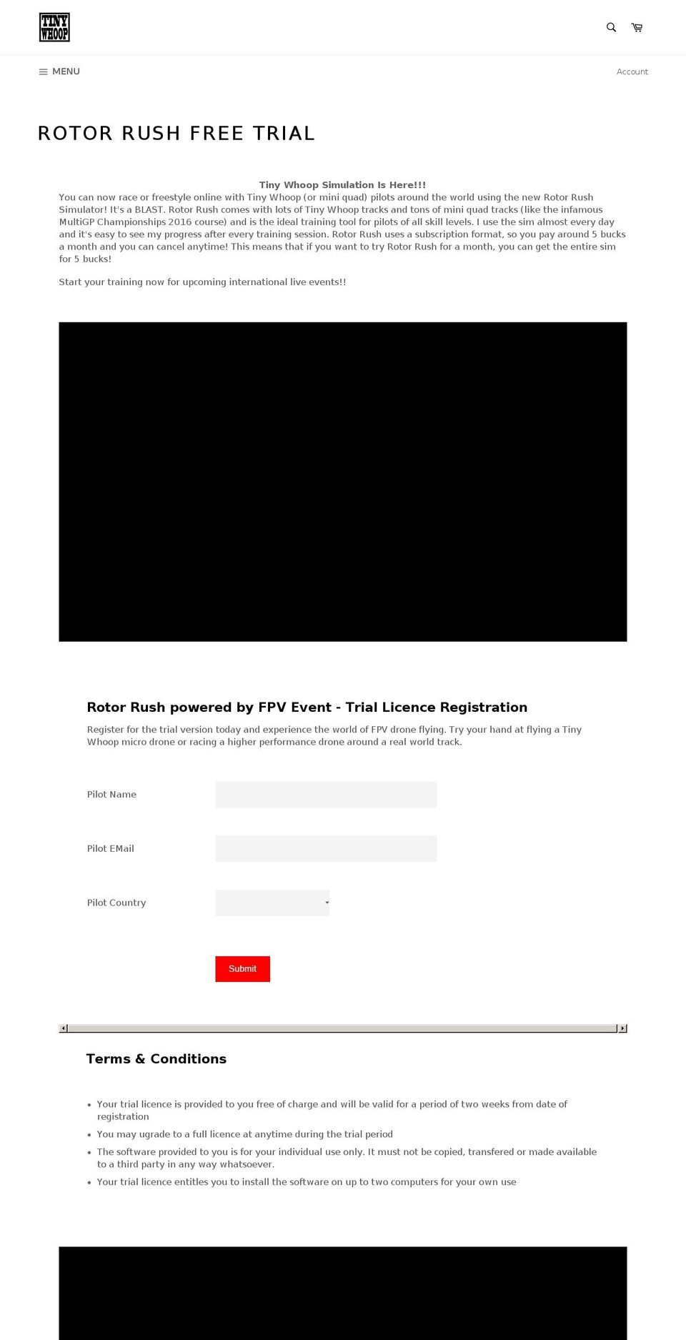 tinywhoopsim.com — Shopify storefront screenshot