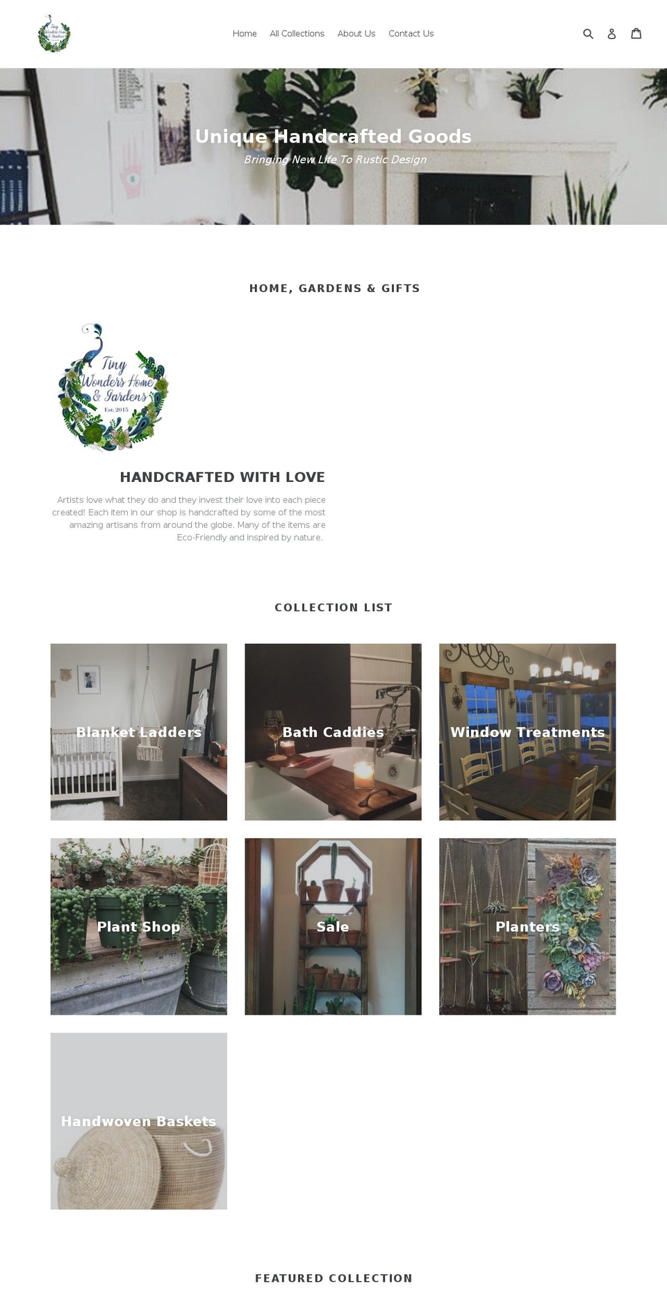 tinywondershomeandgardens.com — Shopify storefront screenshot