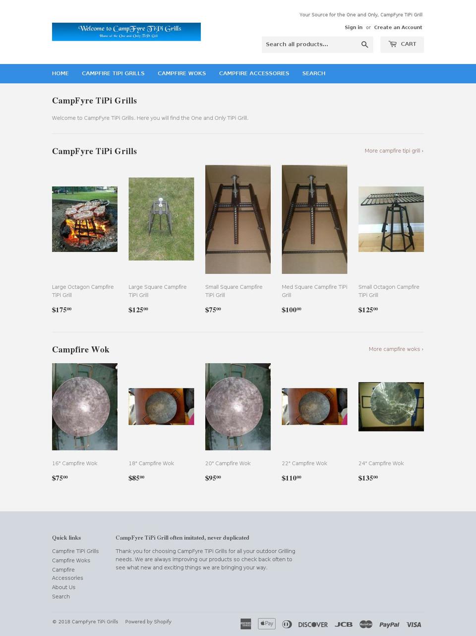 tipigrills.com — Shopify storefront screenshot