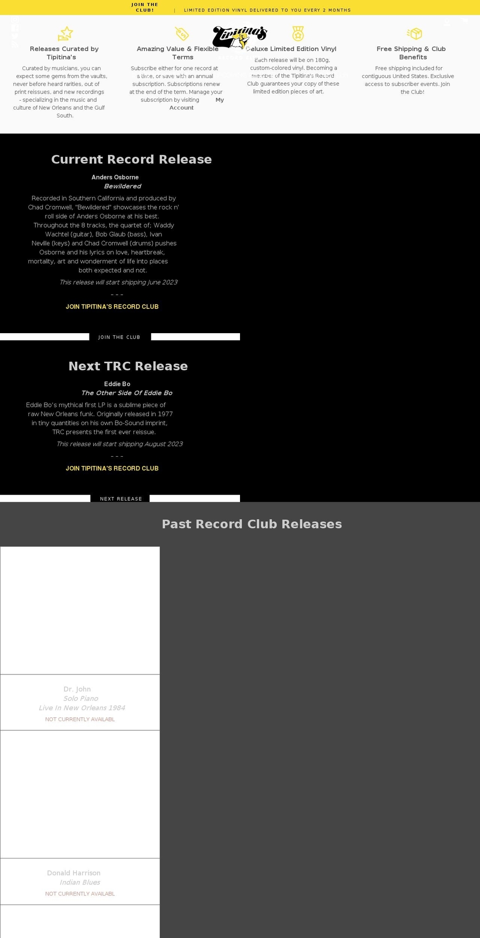 tipitinasrecordclub.com shopify website screenshot