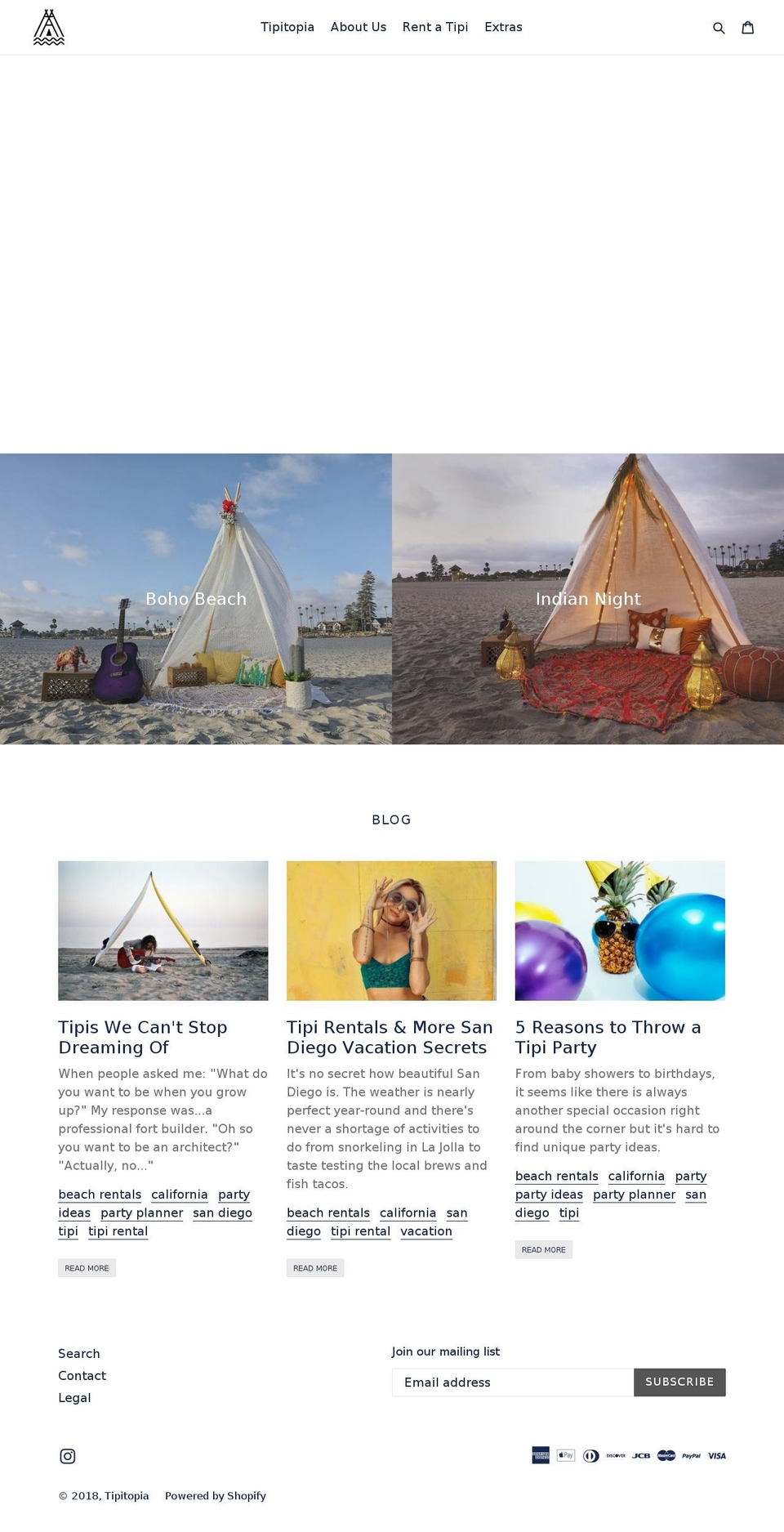tipitopia.com — Shopify storefront screenshot