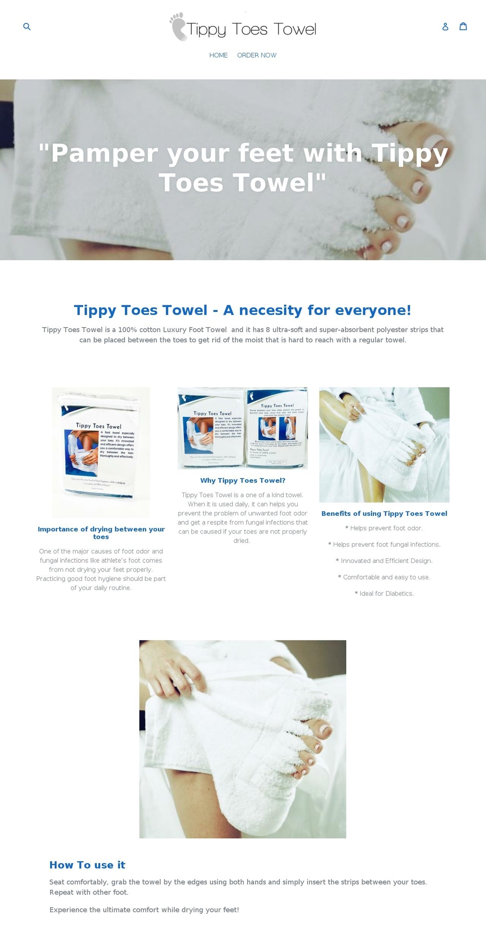 tippytoestowel.com — Shopify storefront screenshot