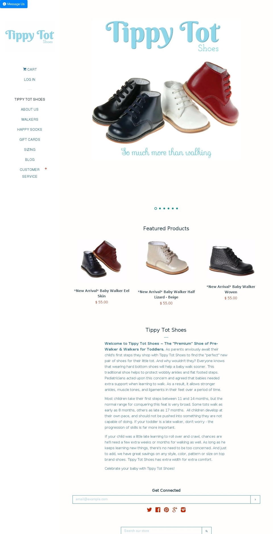 tippytotshoes.com shopify website screenshot