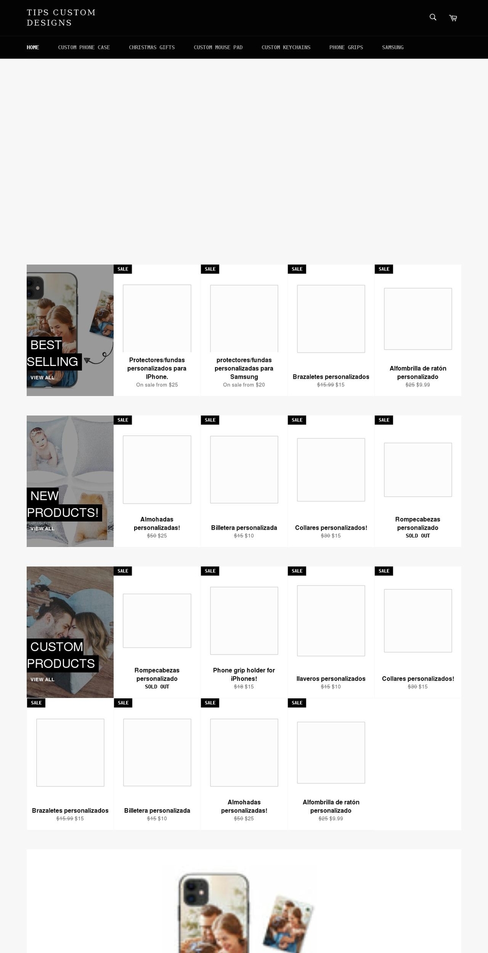 tipscustomdesigns.com shopify website screenshot