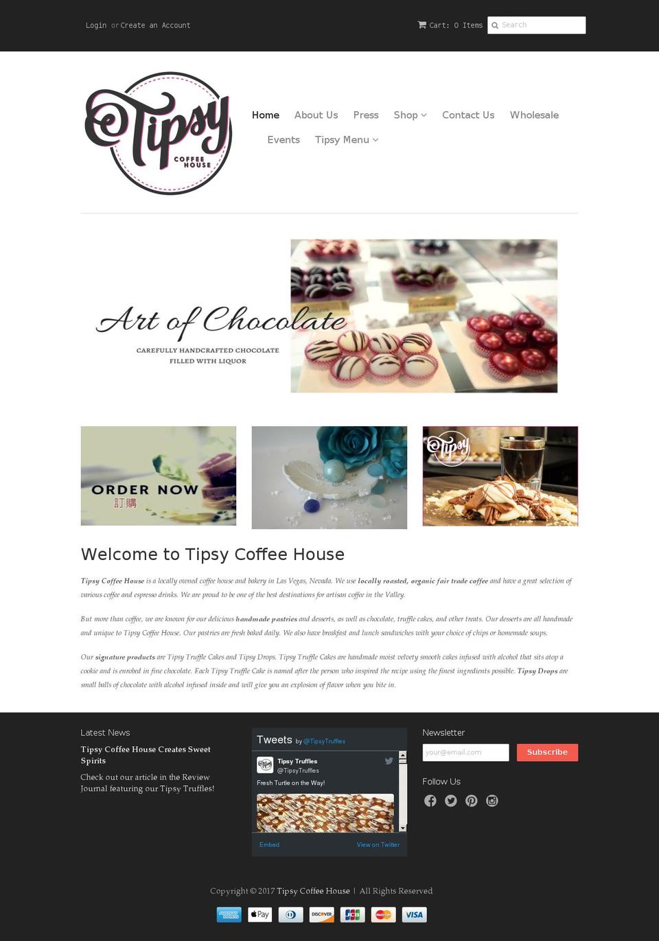 Tipsy Truffles LLC. Back End Shopify theme site example tipsy-truffles.com