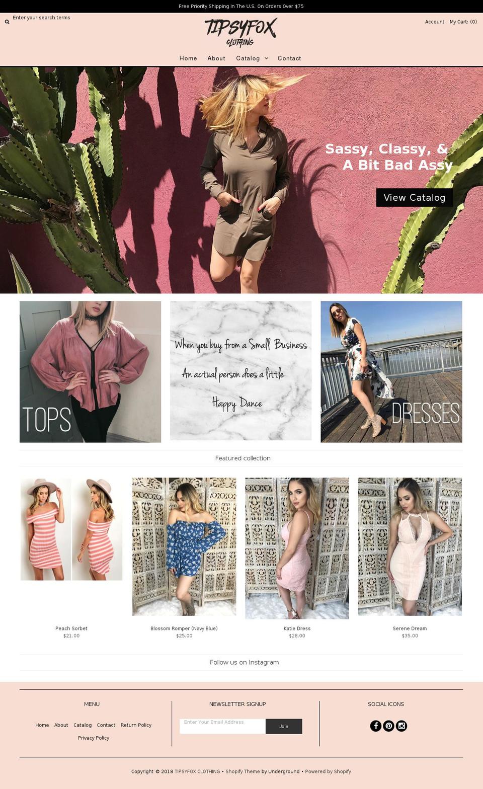 tipsyfoxclothing.com — Shopify storefront screenshot