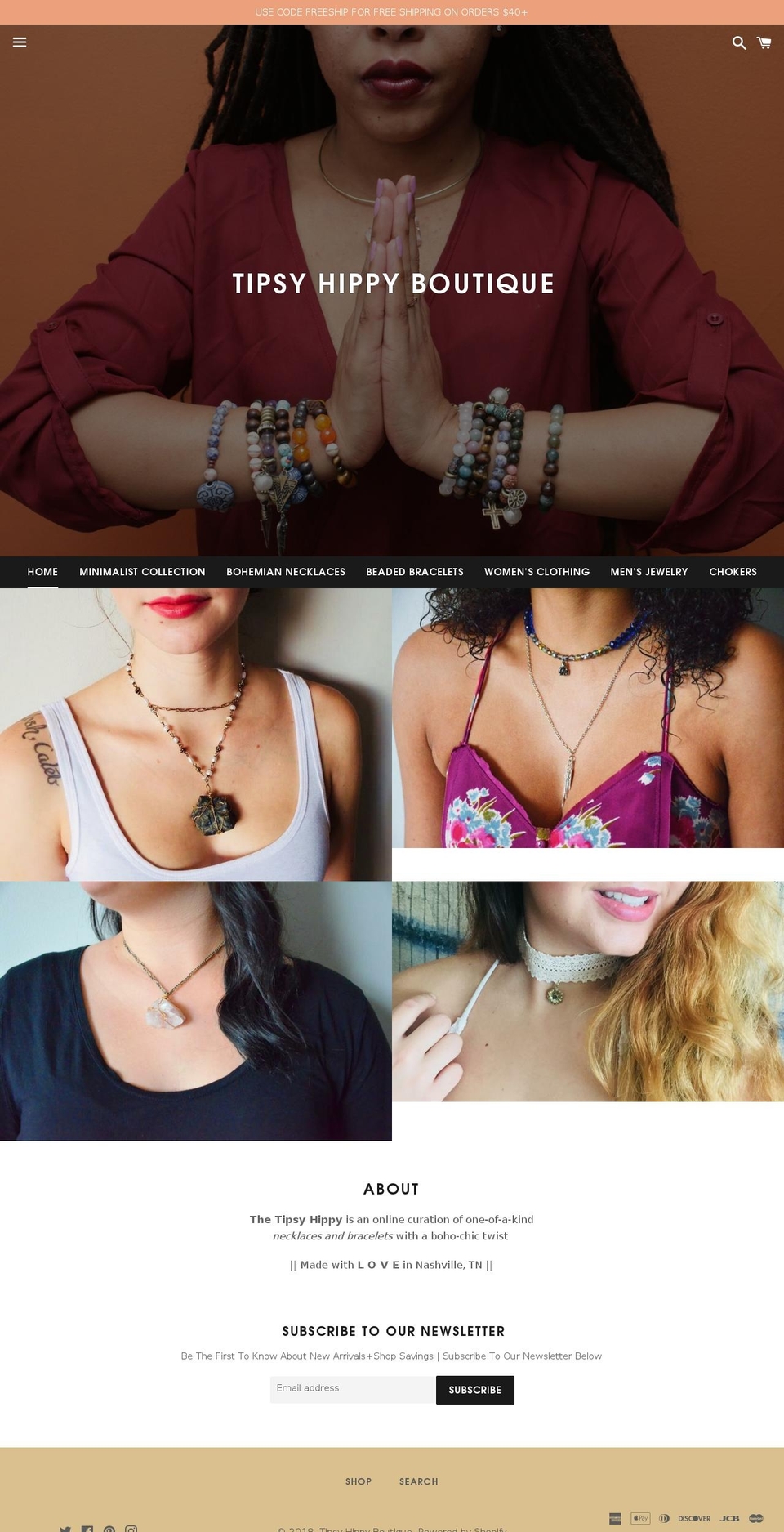 tipsyhippyboutique.com — Shopify storefront screenshot