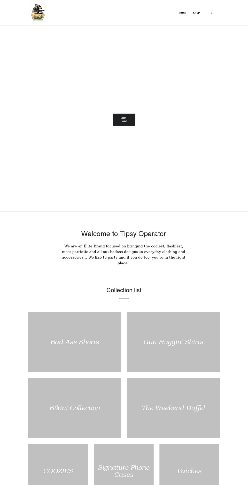 tipsyoperator.com shopify website screenshot