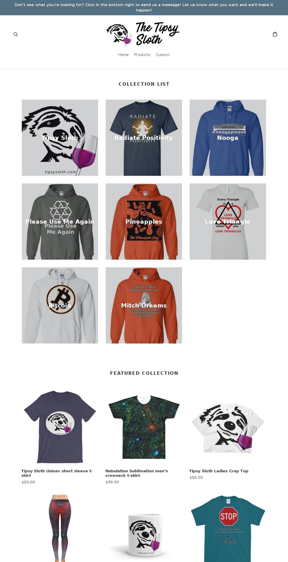 tipsysloth.com — Shopify storefront screenshot