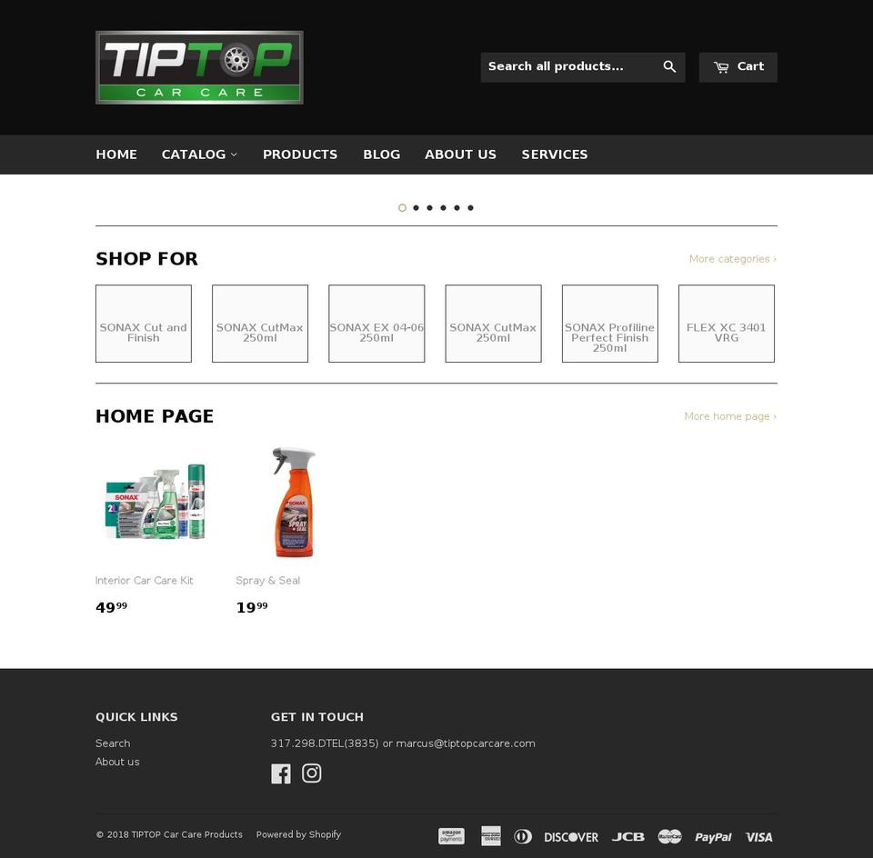 tiptopcarcaregarage.com — Shopify storefront screenshot