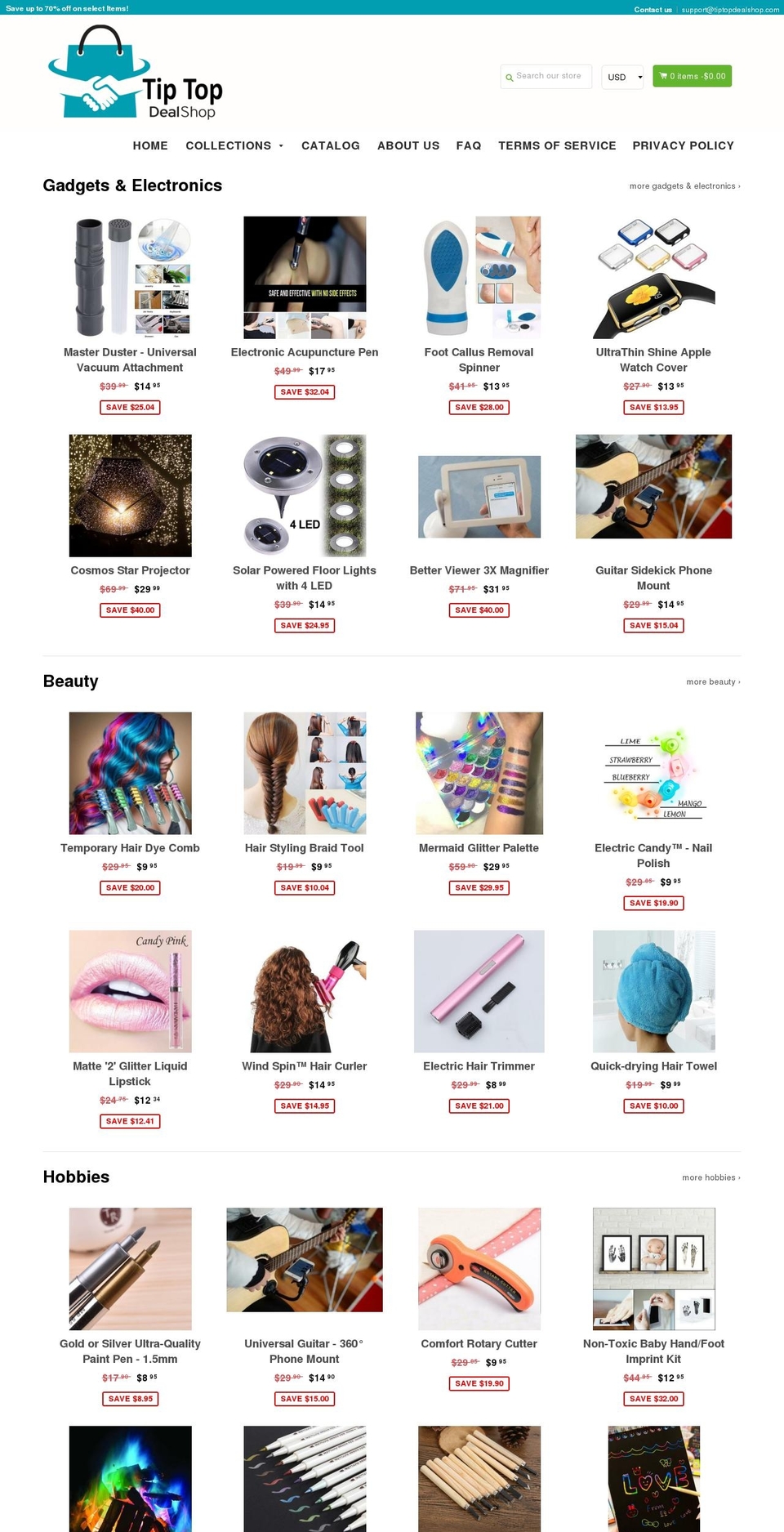 tiptopdealshop.com shopify website screenshot