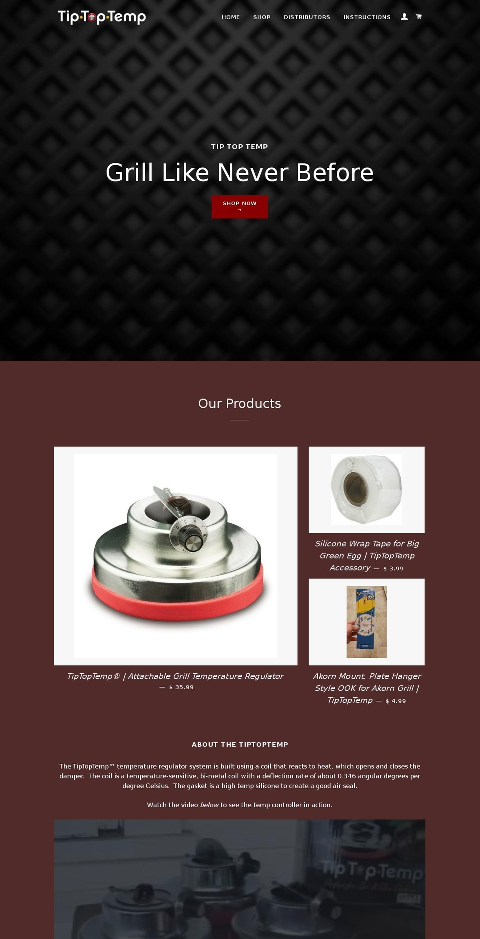 tiptoptemp.com shopify website screenshot