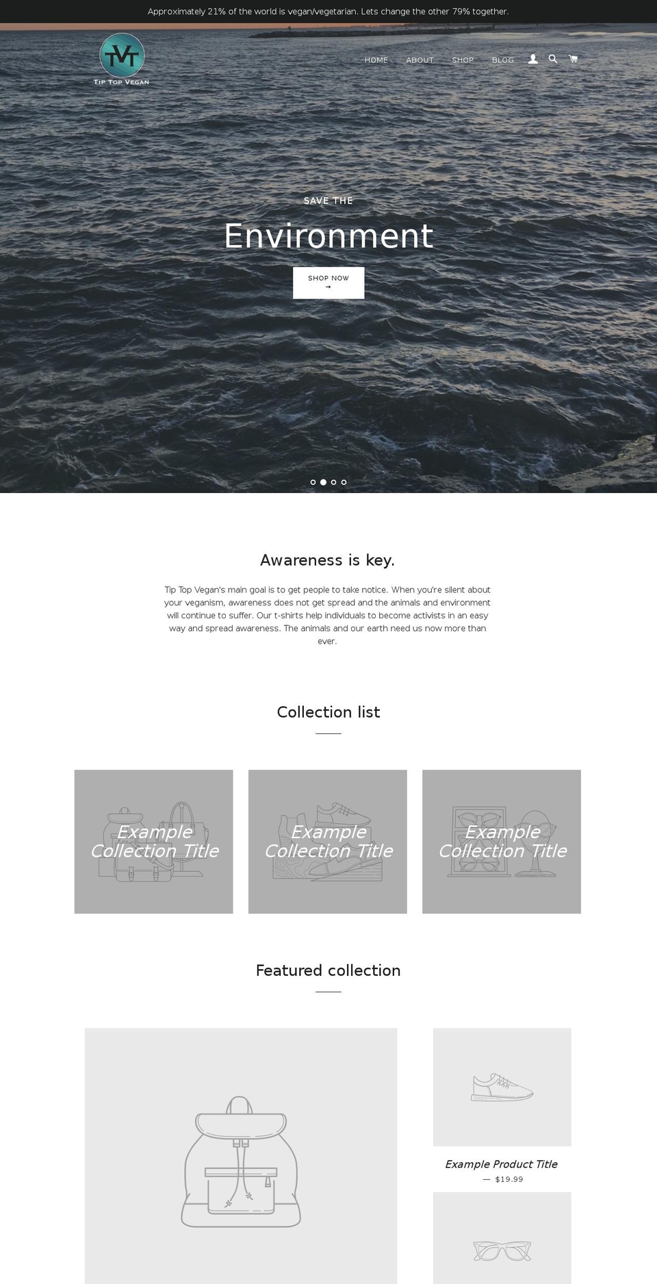 tiptopvegan.com — Shopify storefront screenshot