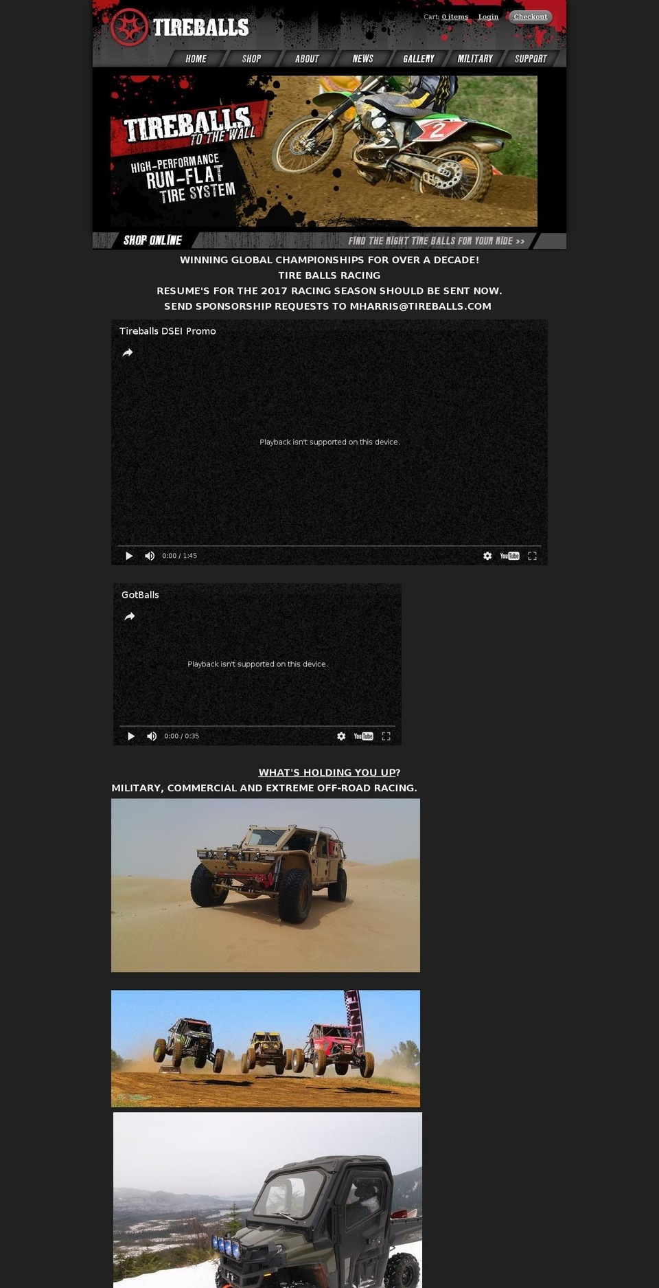 tireballs.com shopify website screenshot