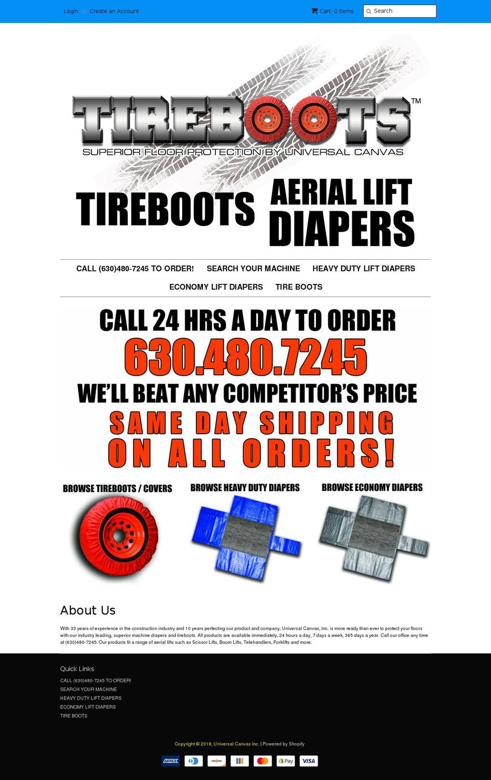 tireboots.net shopify website screenshot