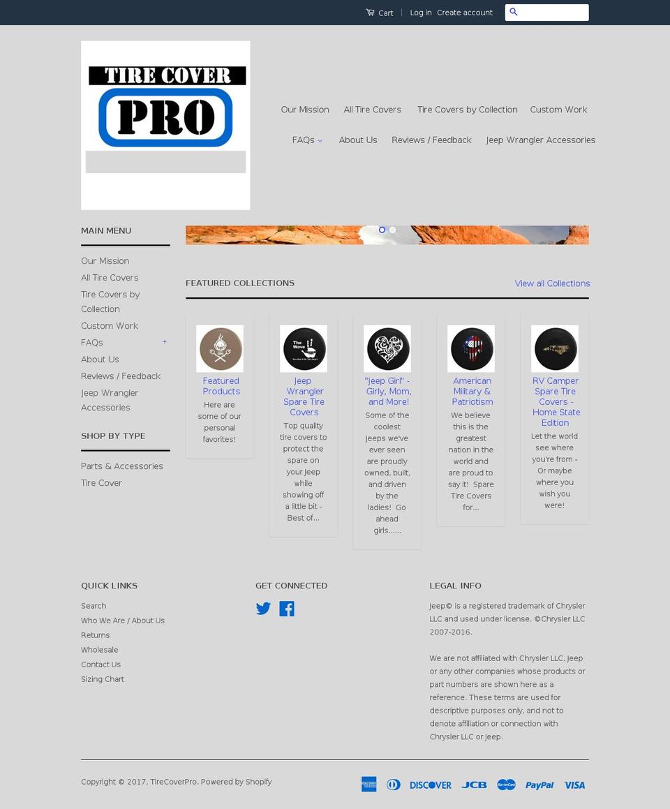 tirecoverpro.com shopify website screenshot