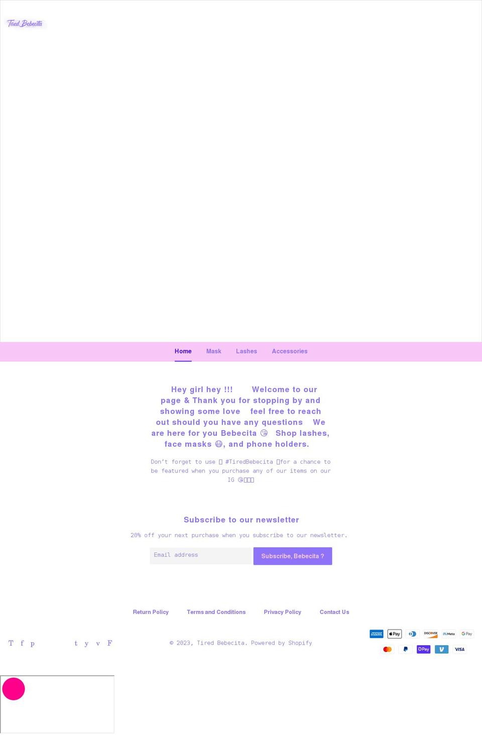 tiredbebecita.com shopify website screenshot