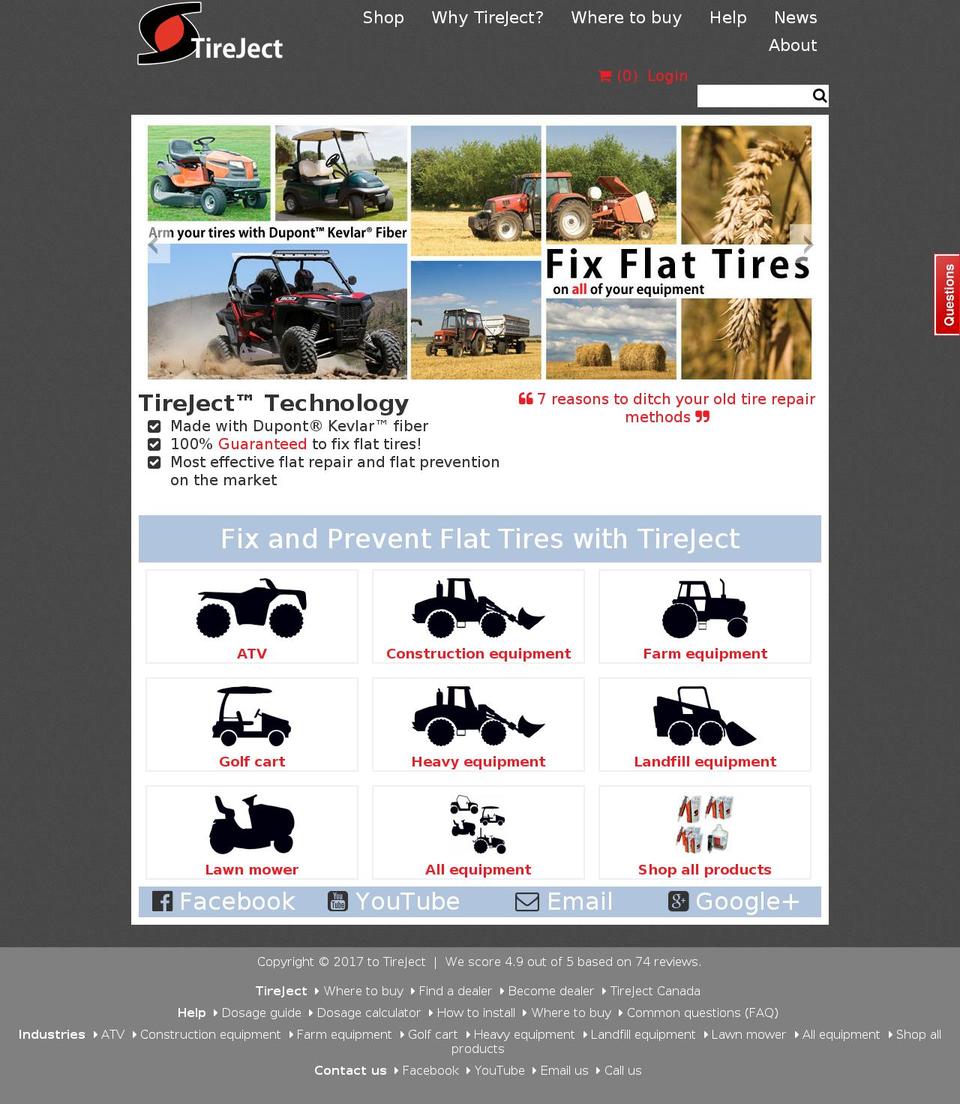 tireject.com shopify website screenshot