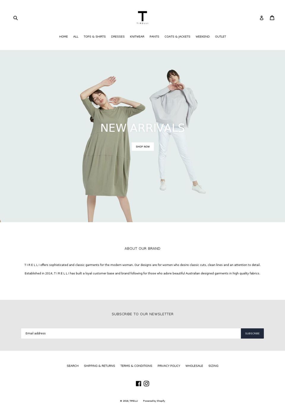 tirelli.com.au shopify website screenshot