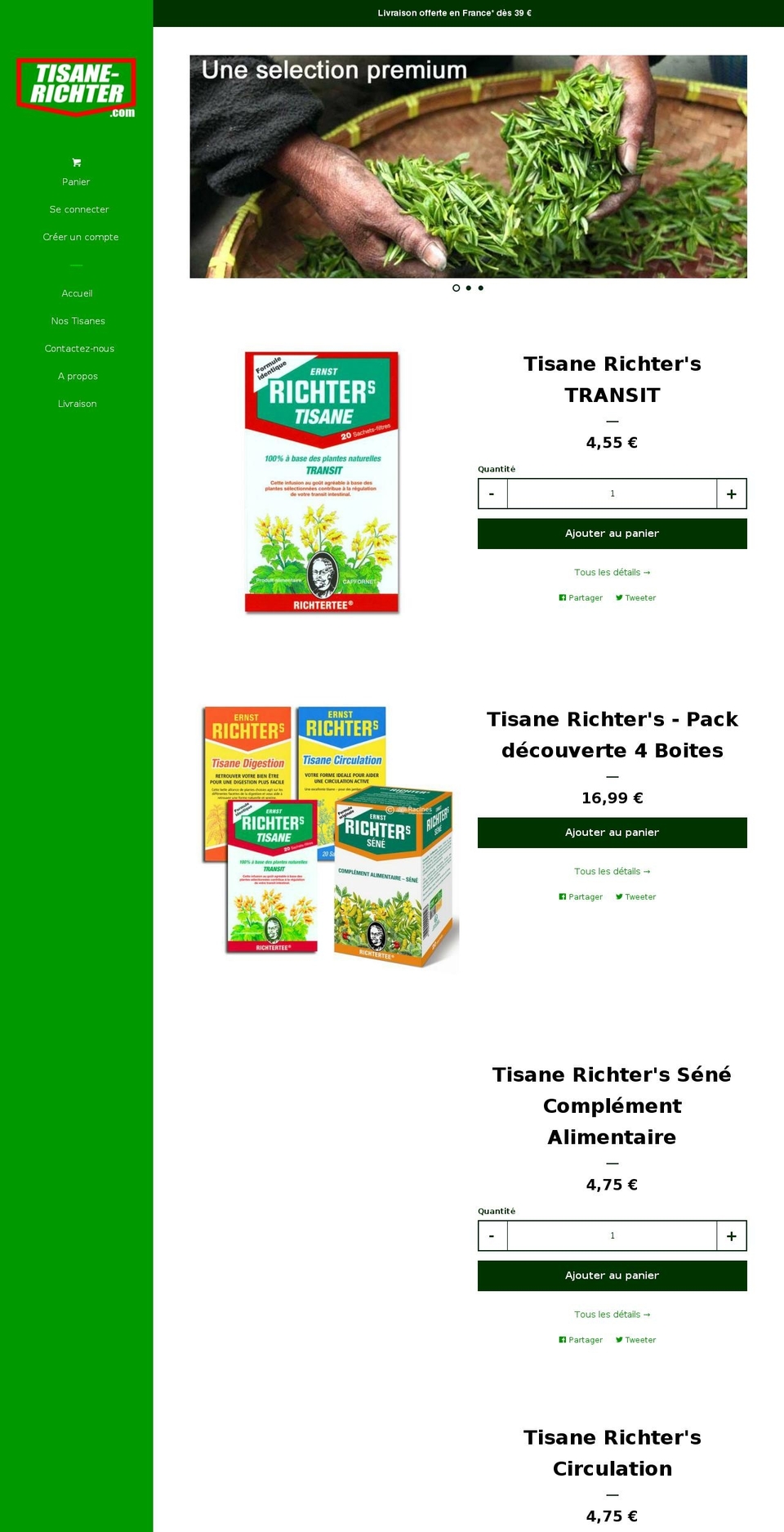 tisanerichters.com — Shopify storefront screenshot