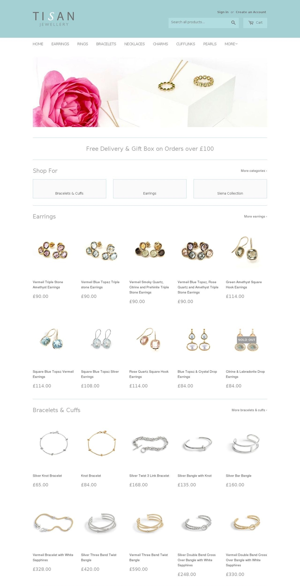 tisanjewellery.co.uk shopify website screenshot