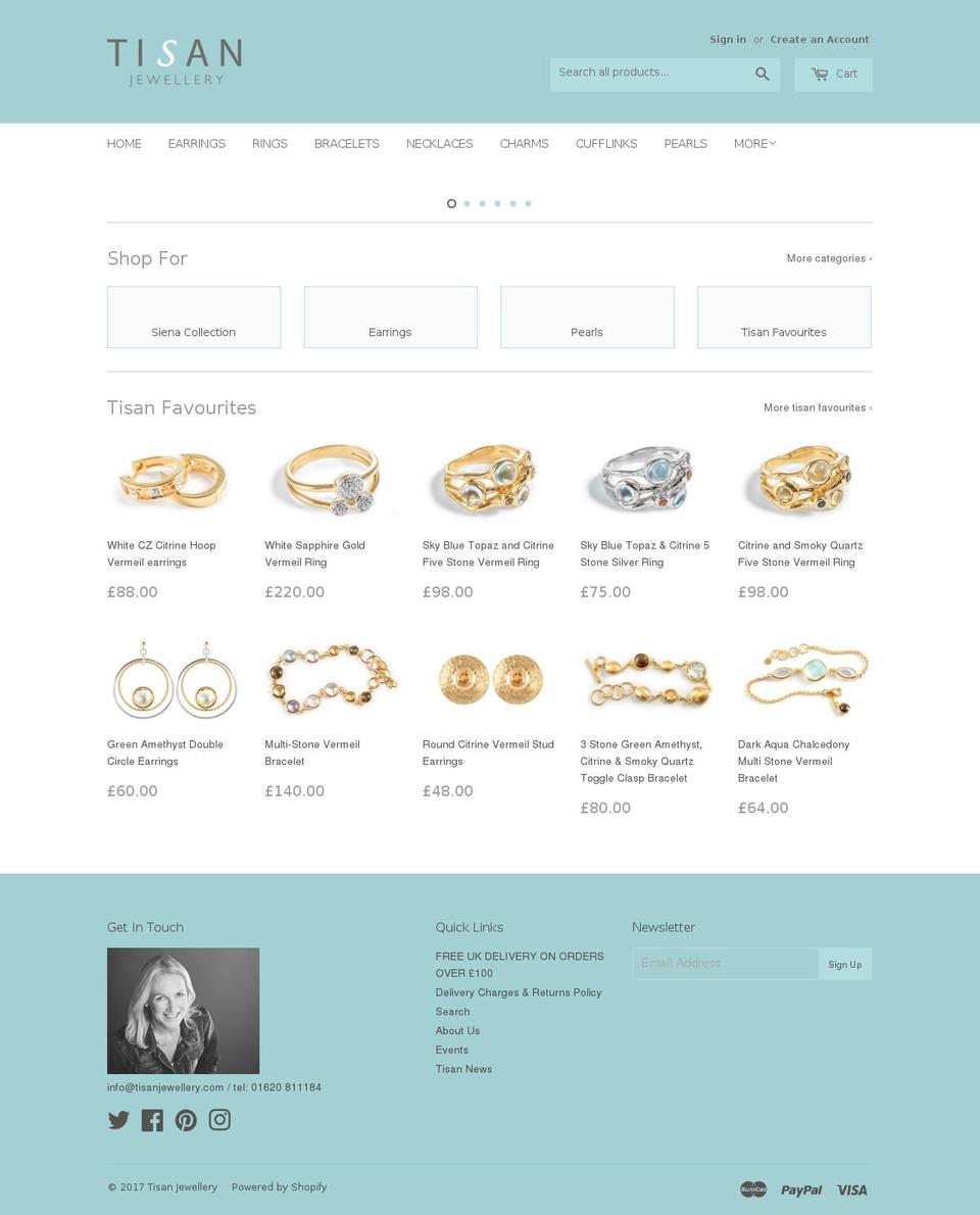tisanjewellery.com shopify website screenshot