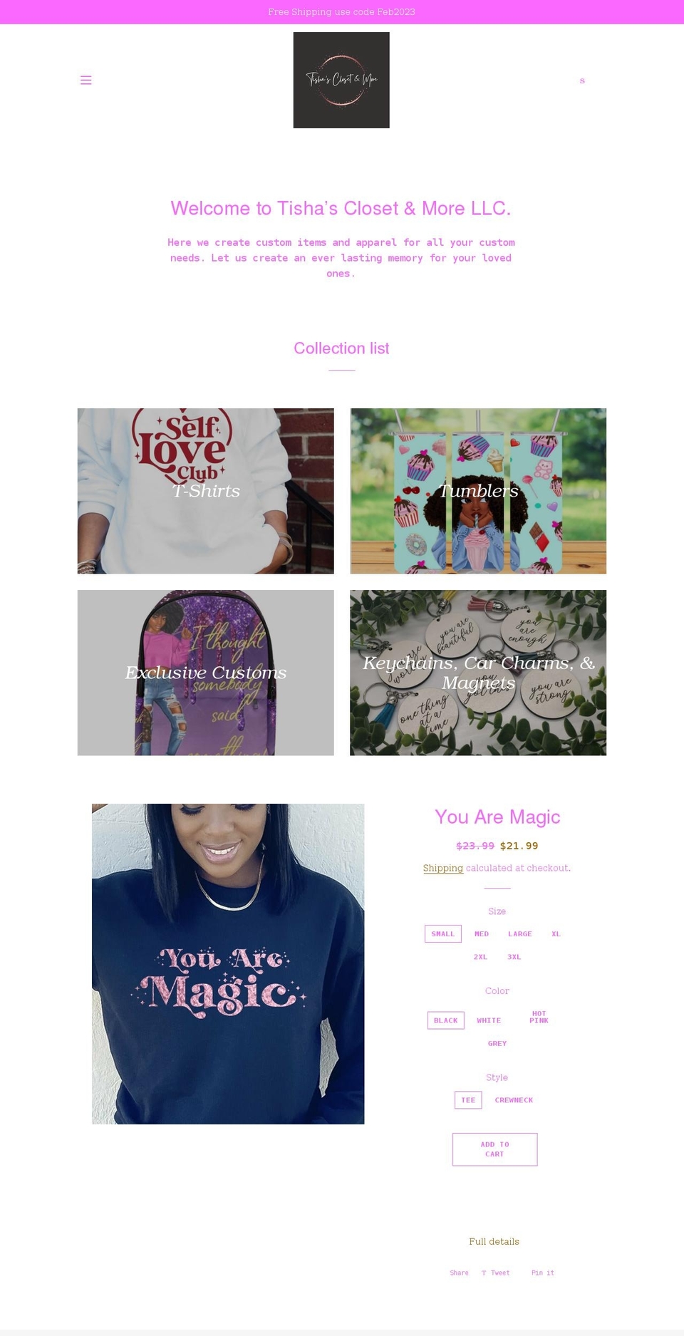 tishasclosetandmore.com shopify website screenshot